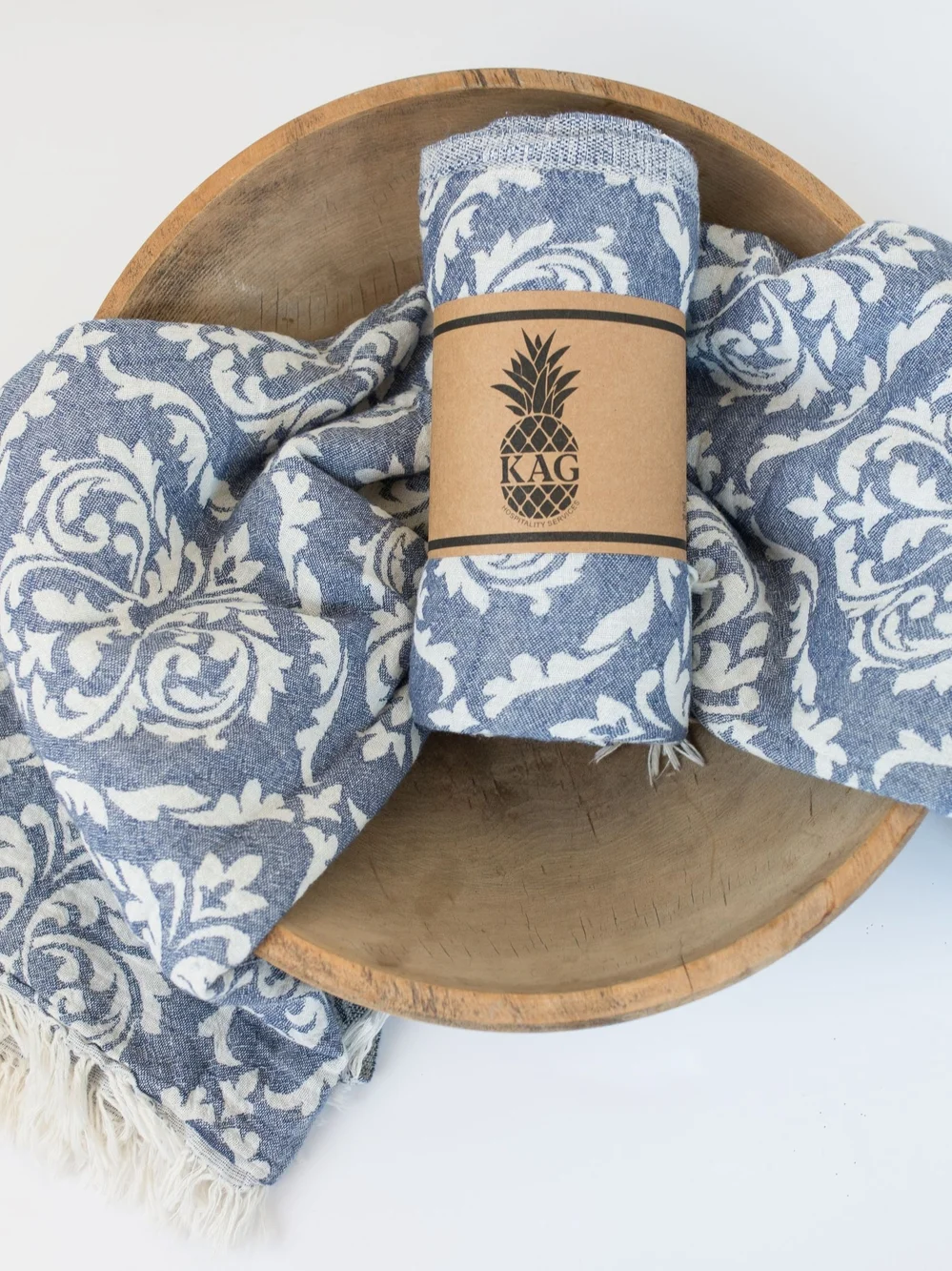 Reversible Gray Damask Throw Blanket with Fringe